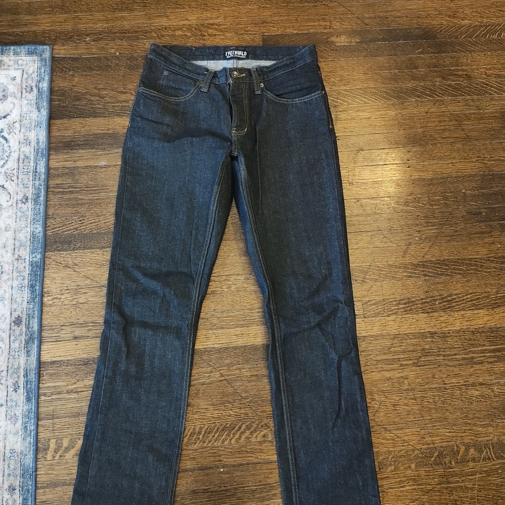 Free World Vintage Dark Blue Straight Leg Jeans